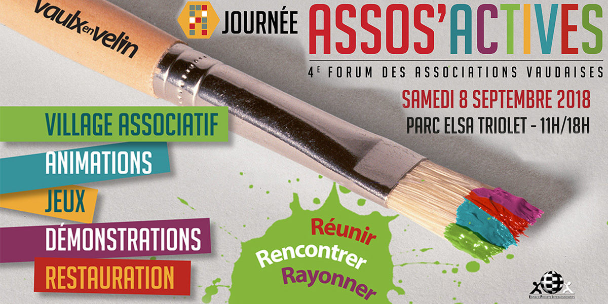 Assos'Actives : 4ème Forum des Associations Vaudaises, samedi 8 septembre 2018, parc Elsa Triolet 
